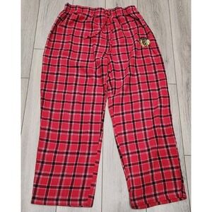 NHL Chicago Blackhawks Sleep‎ Lounge Pants Men Large Red Plaid Flannel Pajamas